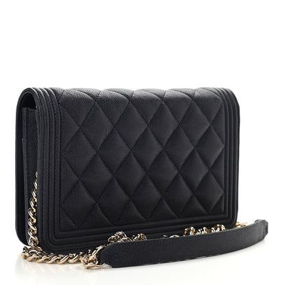 Chanel Caviar Quilted Boy Wallet On Chain WOC Navy 3 of 12