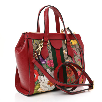 Gucci GG Supreme Monogram Flora Web Small Ophidia Tote Bag Red 3 of 8