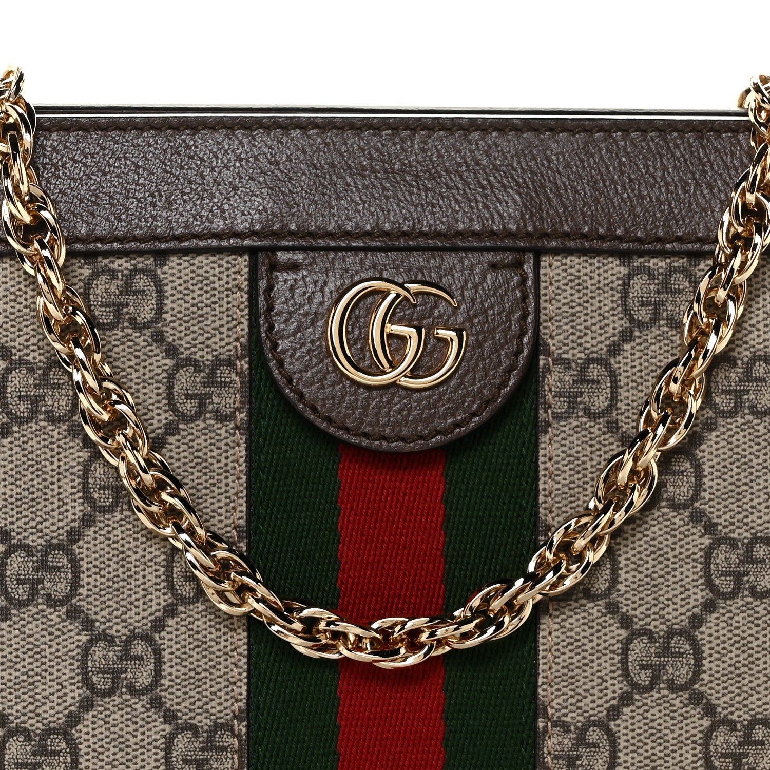 Gucci GG Supreme Monogram Web Small Ophidia Chain Shoulder Bag Brown 11 of 14