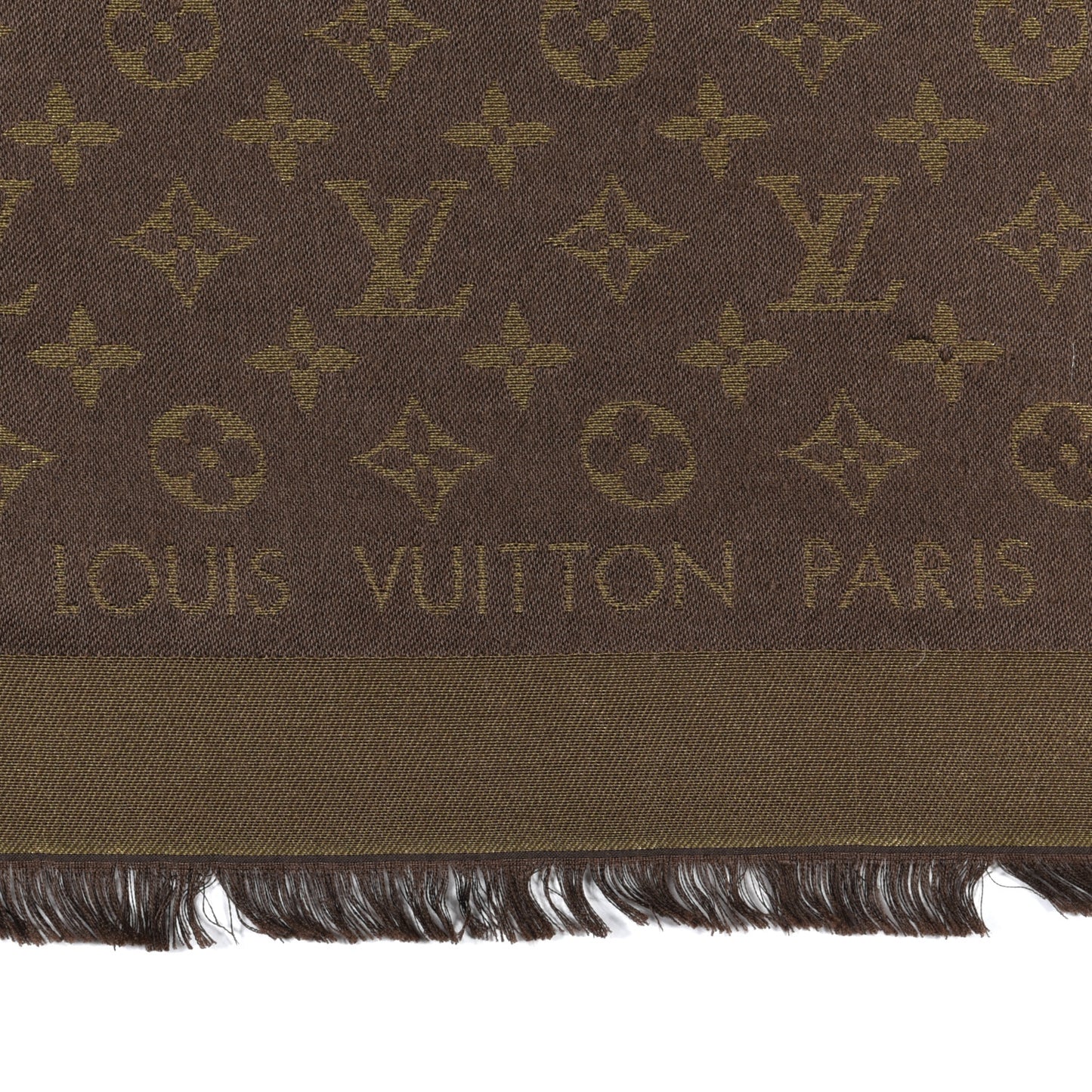 Silk Lurex Wool Monogram Shine Shawl Brown