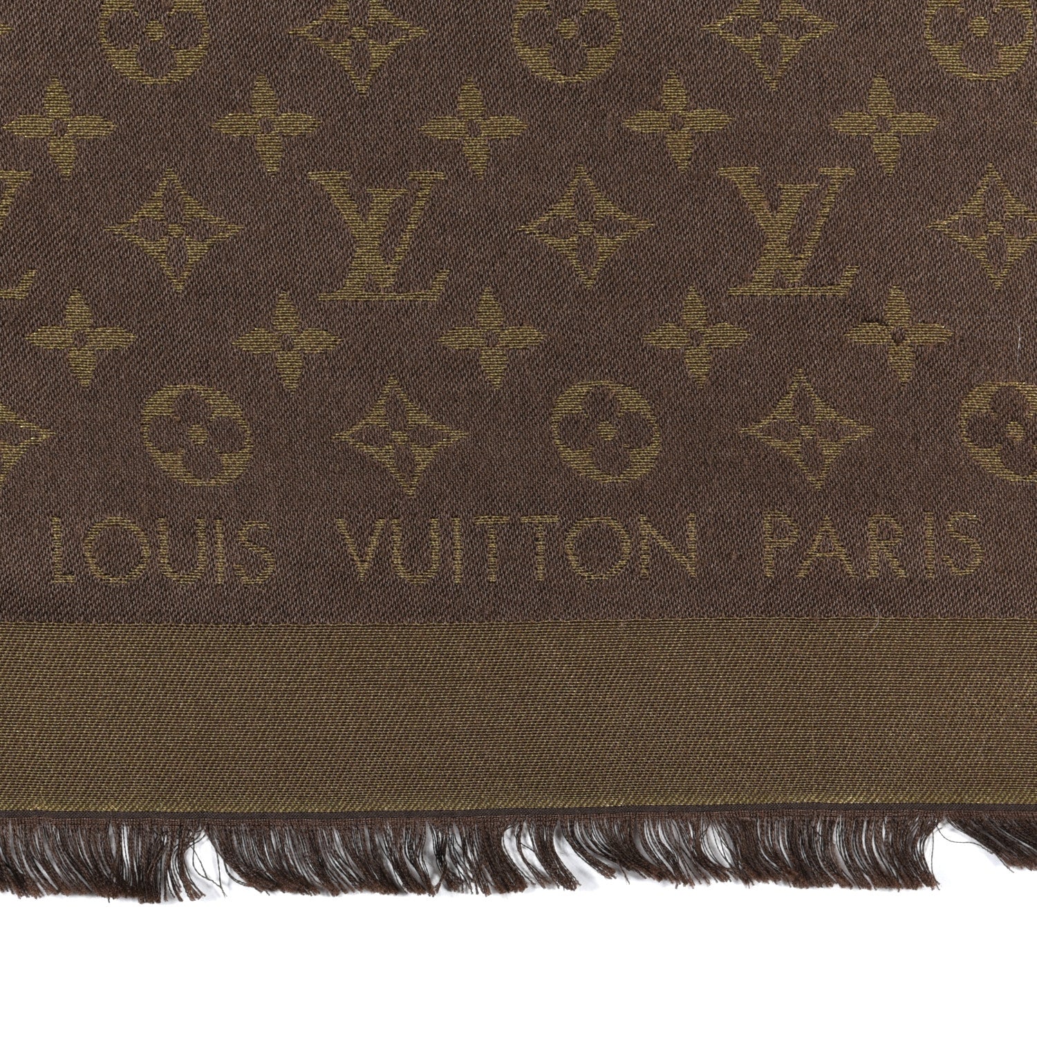 Louis Vuitton Silk Lurex Wool Monogram Shine Shawl Brown 2 of 5
