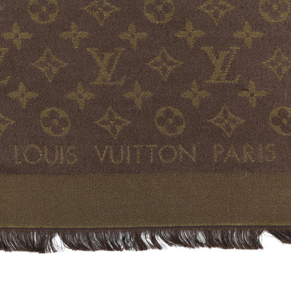 Louis Vuitton Silk Lurex Wool Monogram Shine Shawl Brown 2 of 5
