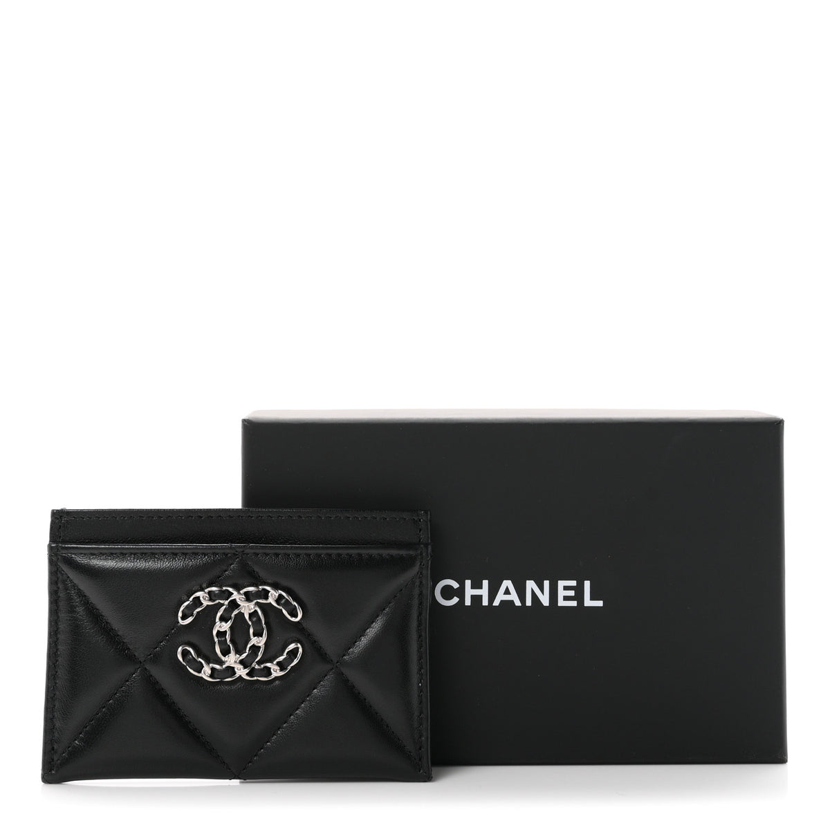 Chanel Lambskin Quilted Chanel 19 Card Holder Black 9 of 9