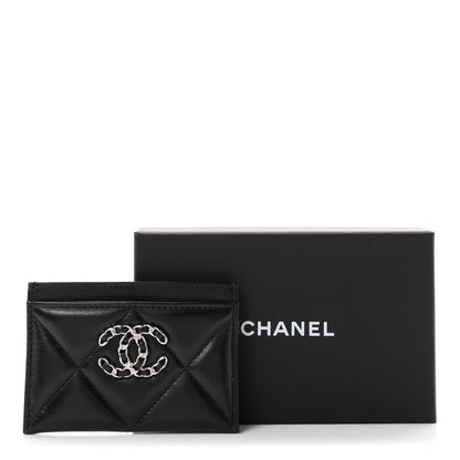 Chanel Lambskin Quilted Chanel 19 Card Holder Black 9 of 9