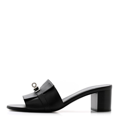 Hermes Calfskin Gigi 50 Sandals 40 Gold Black 1 of 10
