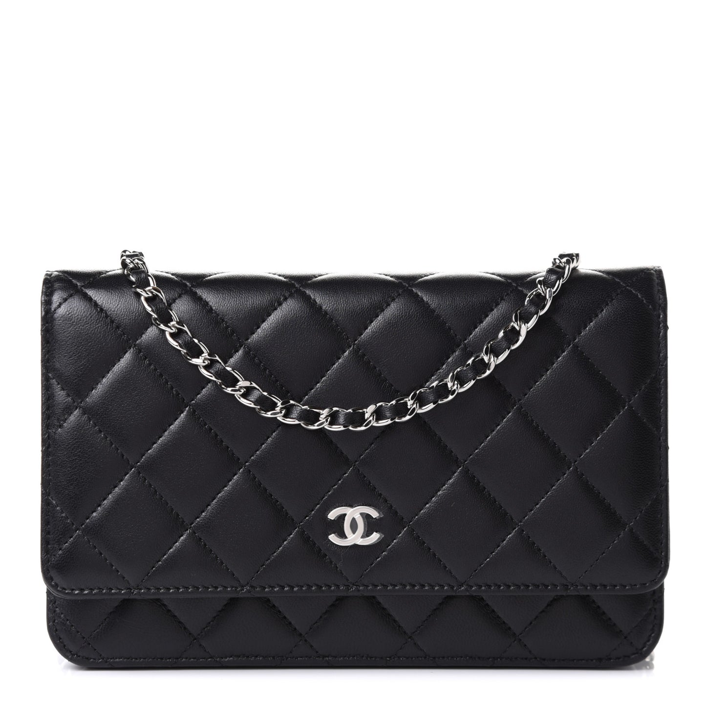 Lambskin Quilted Wallet On Chain WOC Black
