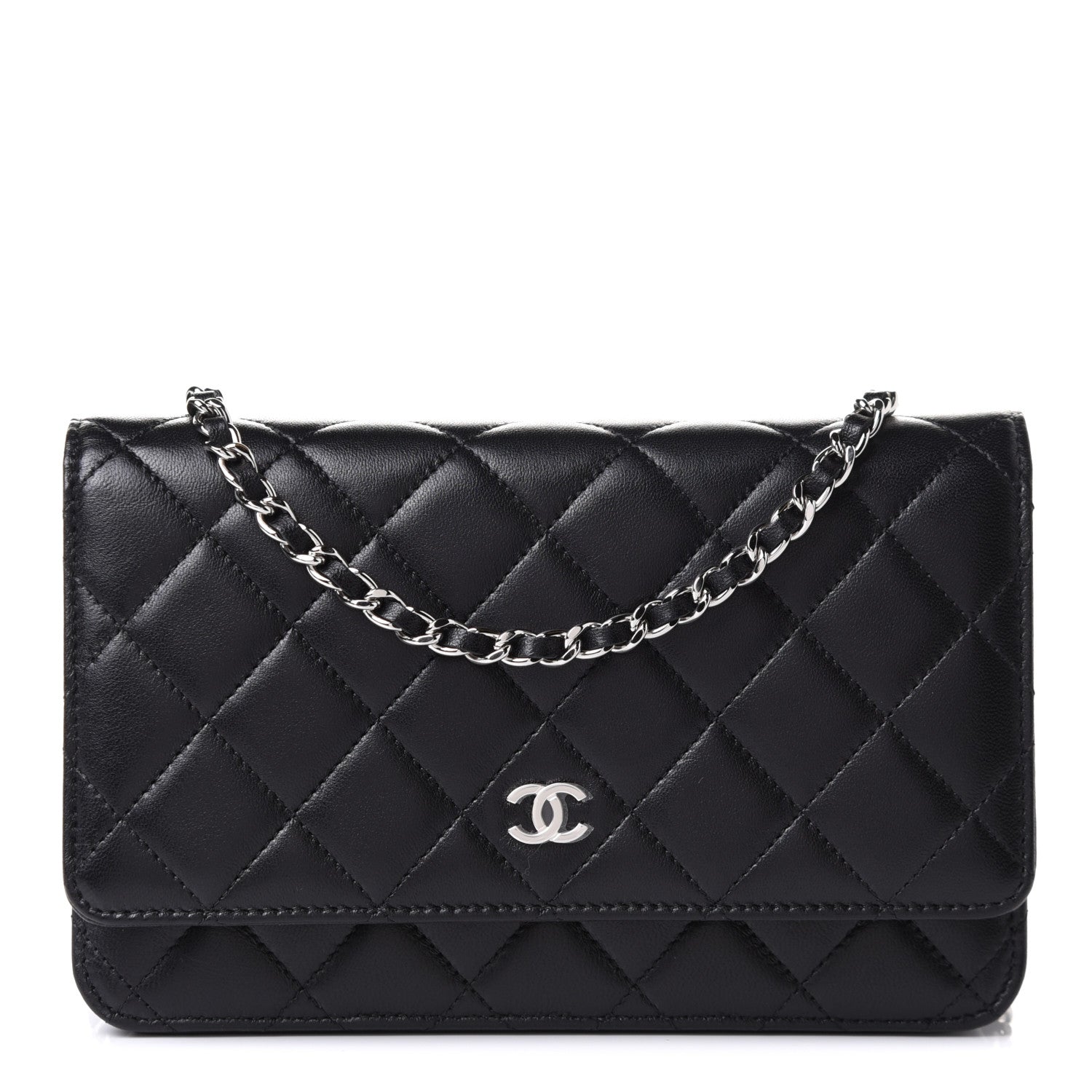 Chanel Lambskin Quilted Wallet On Chain WOC Black 1 of 11