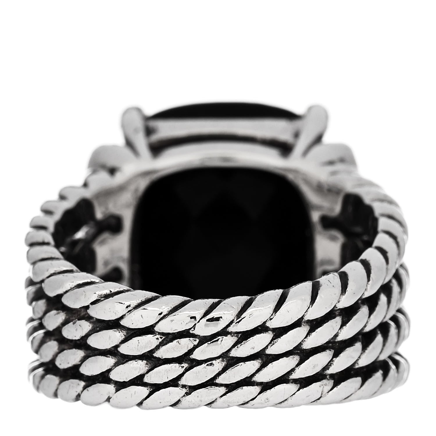 David Yurman Sterling Silver Diamond Black Onyx 16mm Wheaton Ring 51 5.75 4 of 5