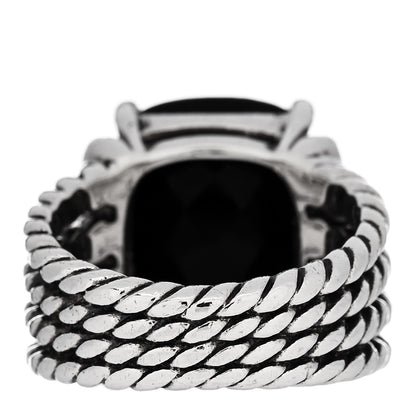 David Yurman Sterling Silver Diamond Black Onyx 16mm Wheaton Ring 51 5.75 4 of 5
