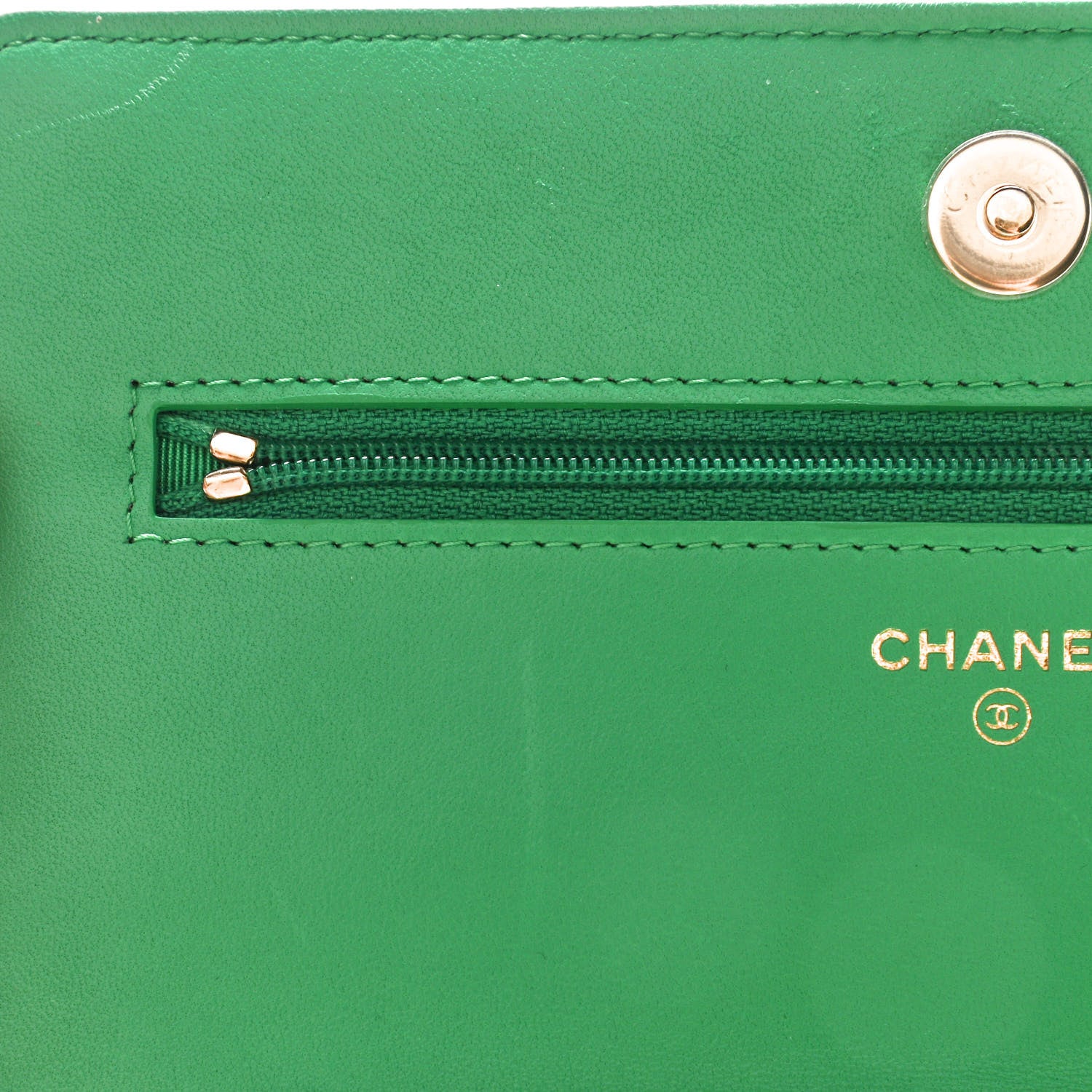 Chanel Lambskin Quilted Wallet On Chain WOC Green 11 of 12