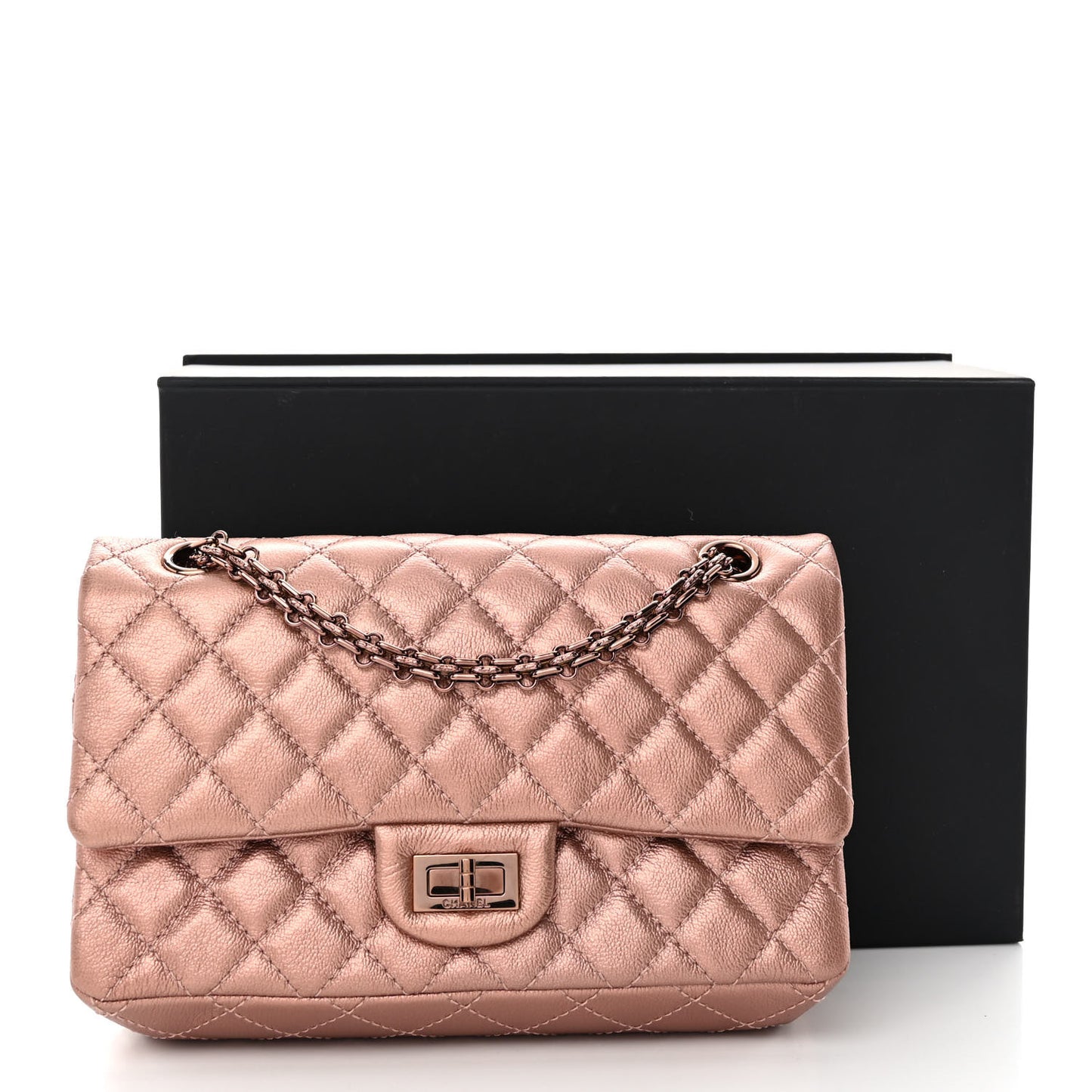 Metallic Grained Calfskin Quilted 2.55 Reissue 225 Flap Copper Pink