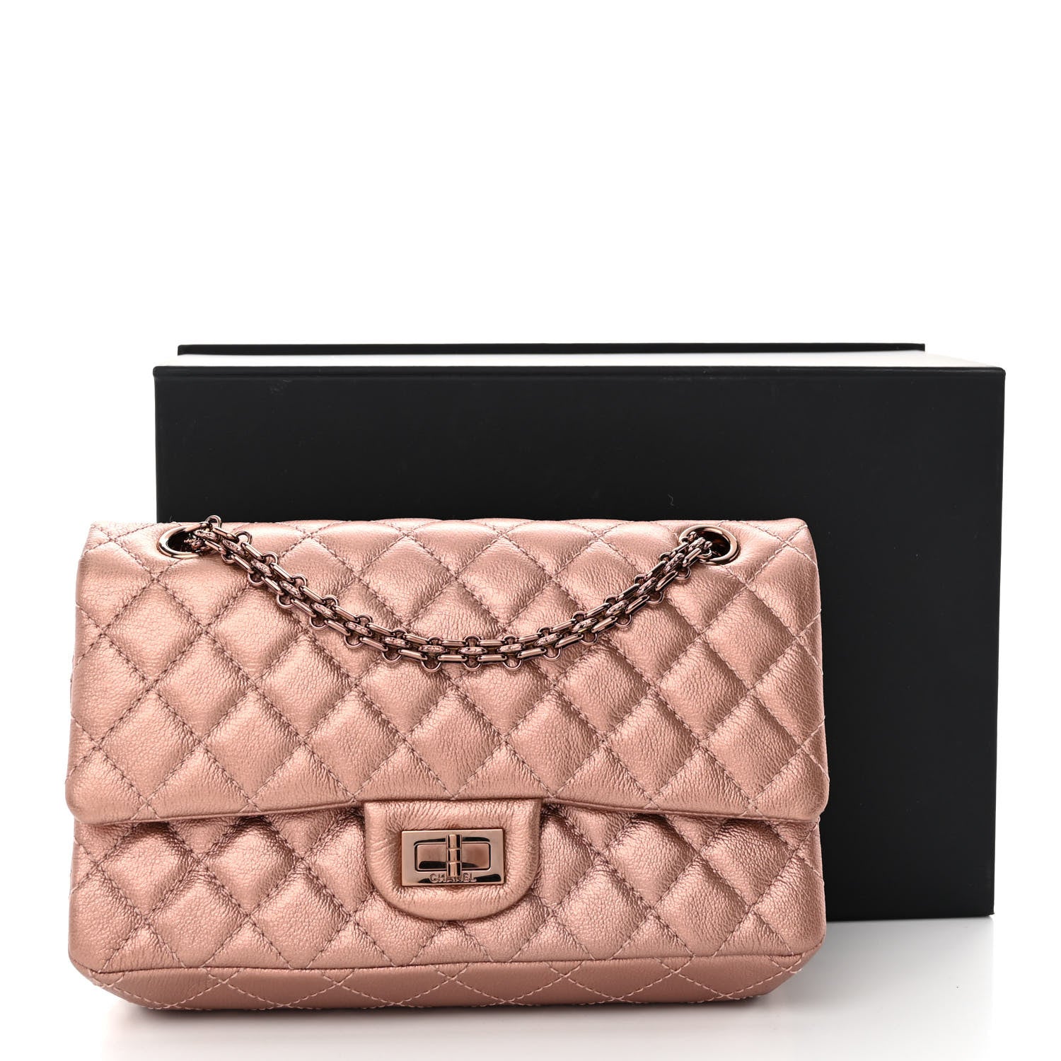 Chanel Metallic Grained Calfskin Quilted 2.55 Reissue 225 Flap Copper Pink 11 of 11