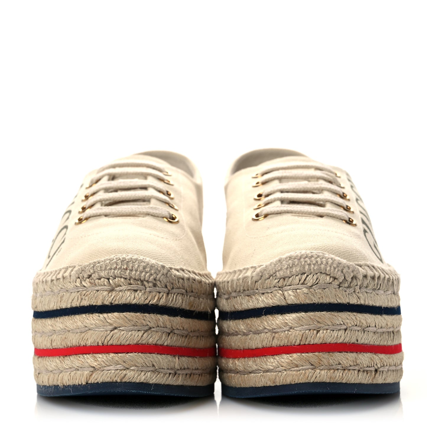 Canvas Logo Lace-Up Platform Espadrilles 39.5 Greggio Grege