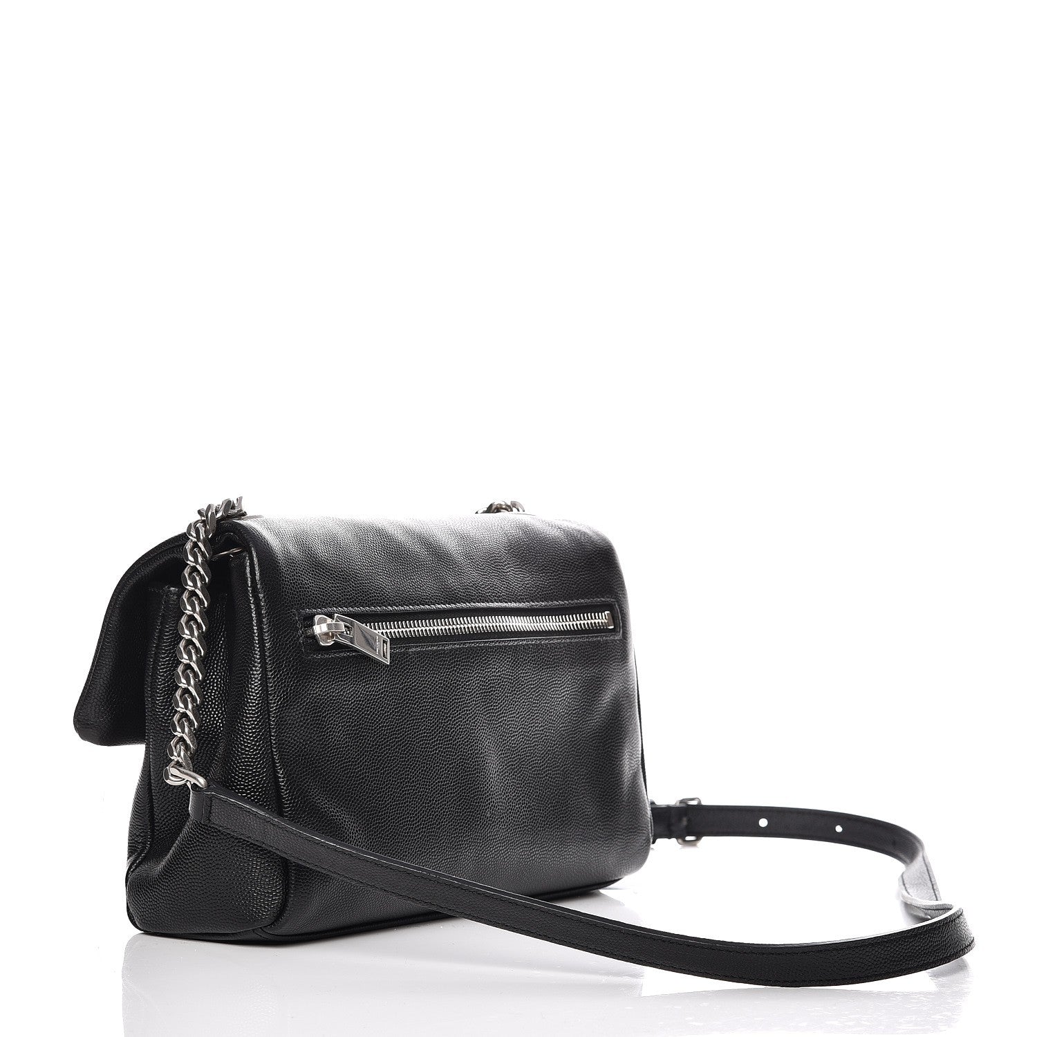 Saint Laurent Grain De Poudre Small West Hollywood Monogram Fold-Over Bag Black 3 of 7