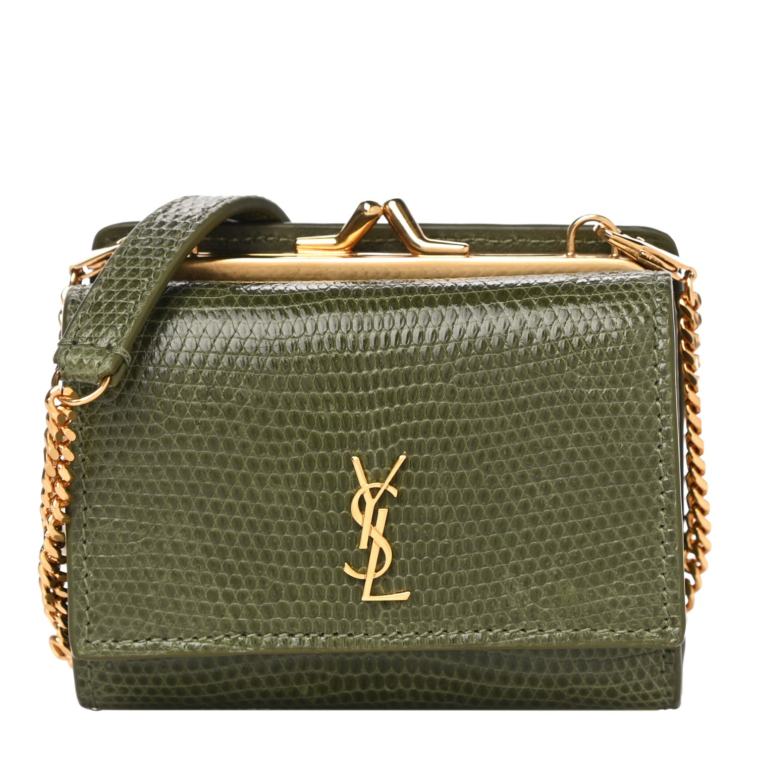 Saint Laurent Lizard Monogram Rider Bag Military Green 1 of 10