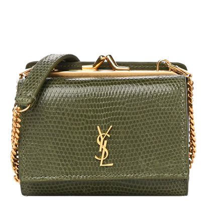 Saint Laurent Lizard Monogram Rider Bag Military Green 1 of 10