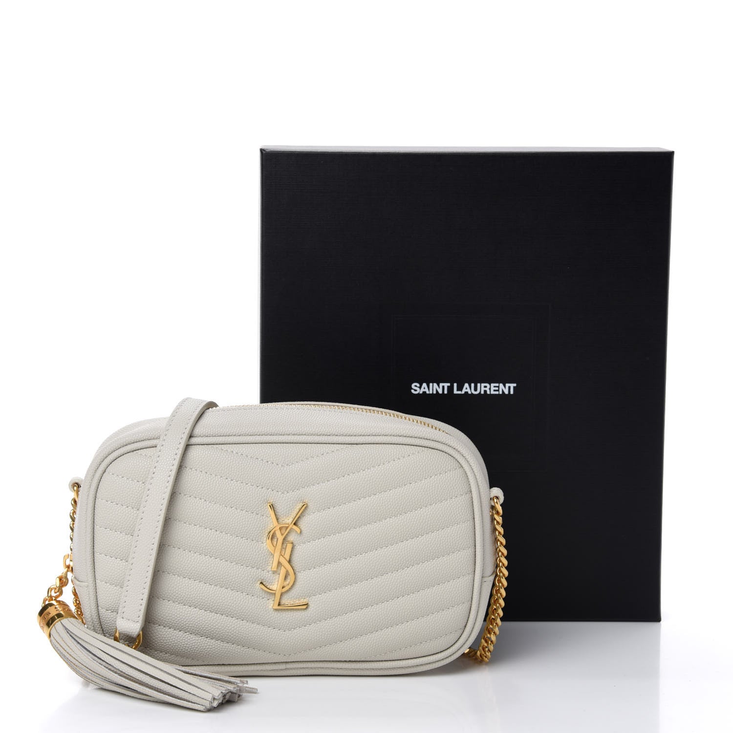 Saint Laurent Grain De Poudre Matelasse Monogram Mini Lou Camera Bag Crema Soft 11 of 11