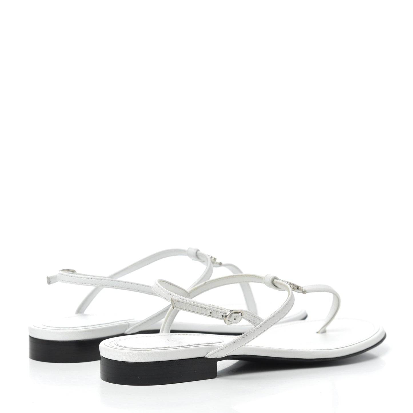 Lambskin CC Thong Sandals 36 White