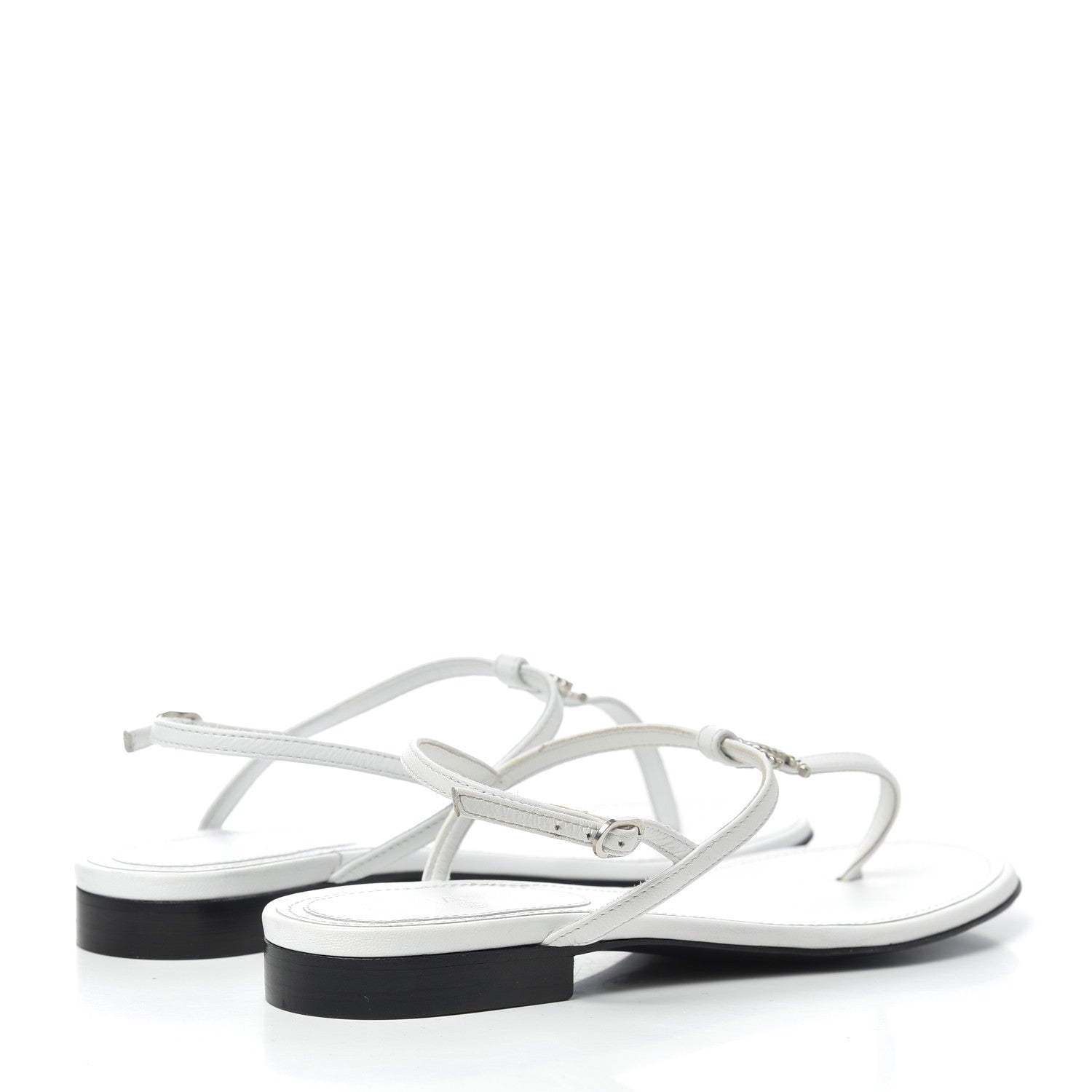 Chanel Lambskin CC Thong Sandals 36 White 4 of 8