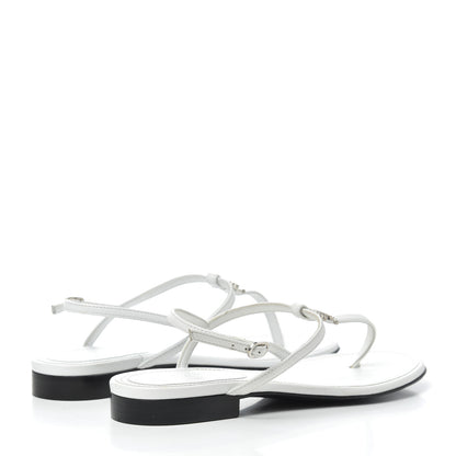 Chanel Lambskin CC Thong Sandals 36 White 4 of 8