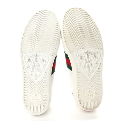 Gucci Calfskin Ayers Bee Embroidered Womens Ace Sneakers 36.5 White Green 6 of 10