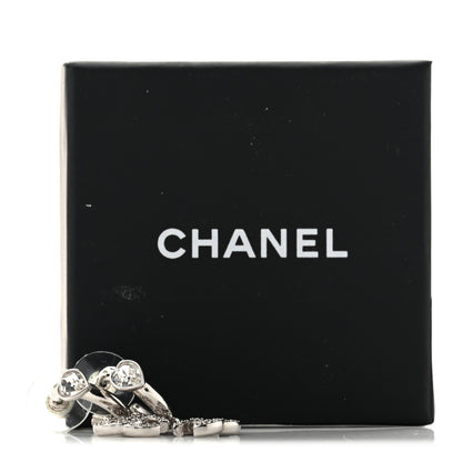Chanel Crystal CC Heart Drop Hoop Earrings Silver 5 of 5