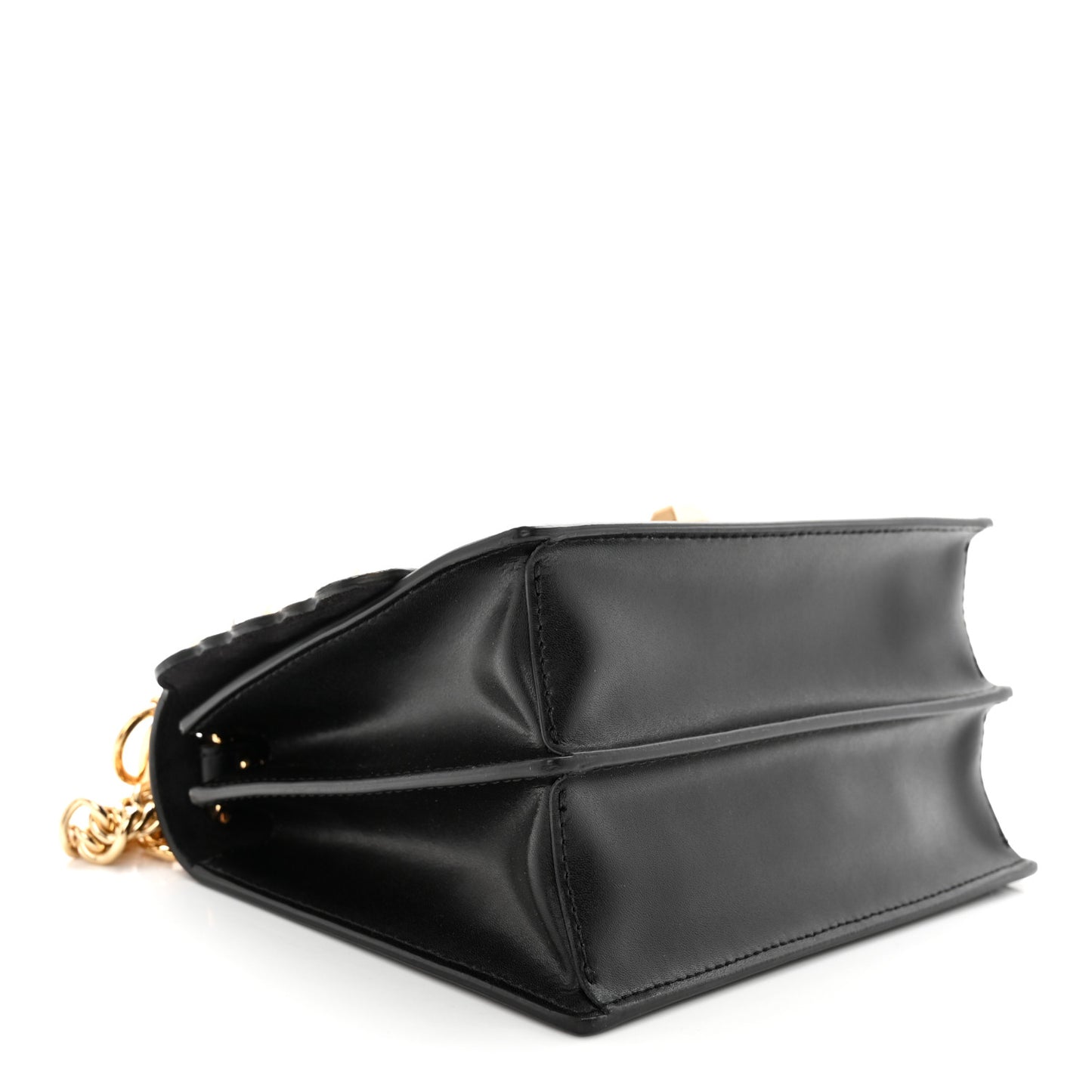 Vitello Liberty Metal Scalloped Multi Studded Small Kan I Shoulder Bag Black