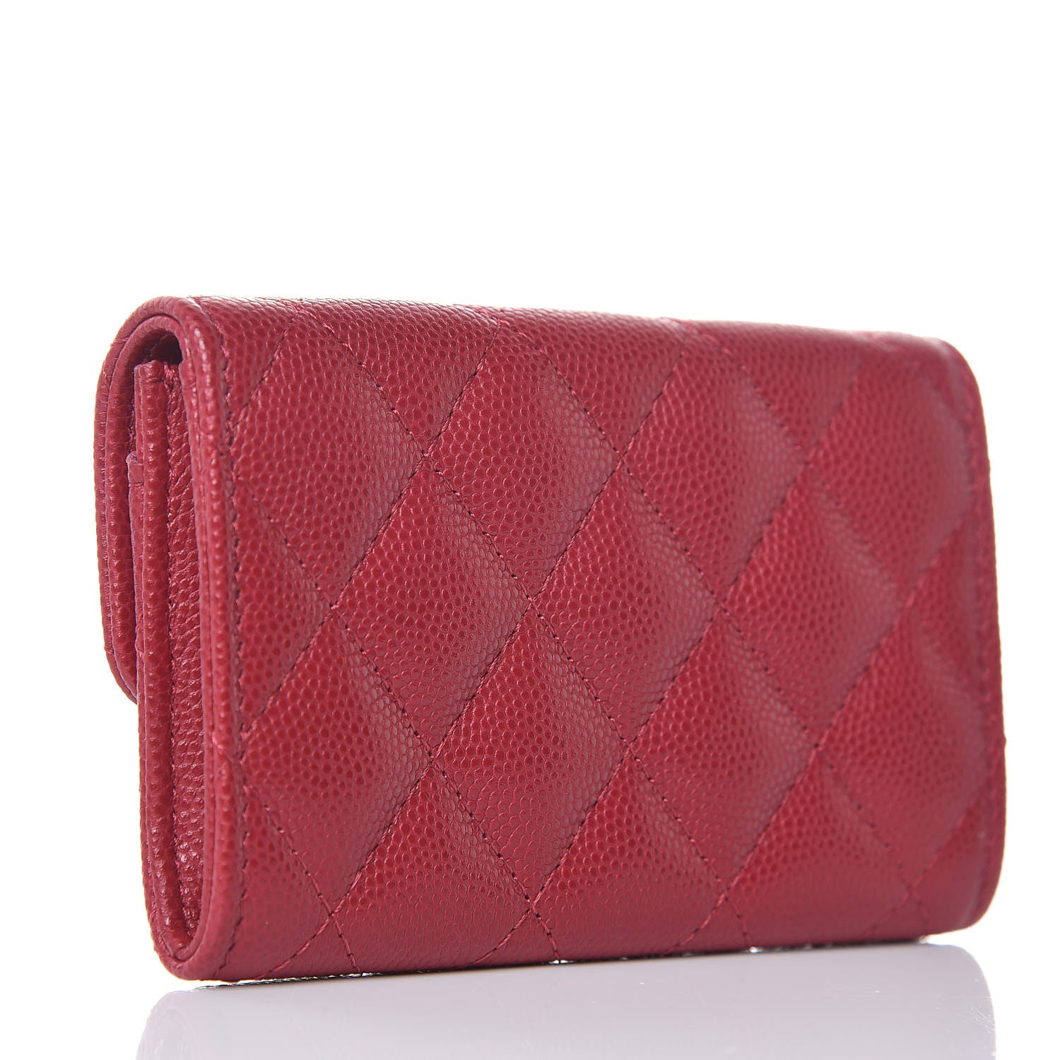 Chanel Caviar Quilted Flap Card Holder Wallet Red 3 of 9