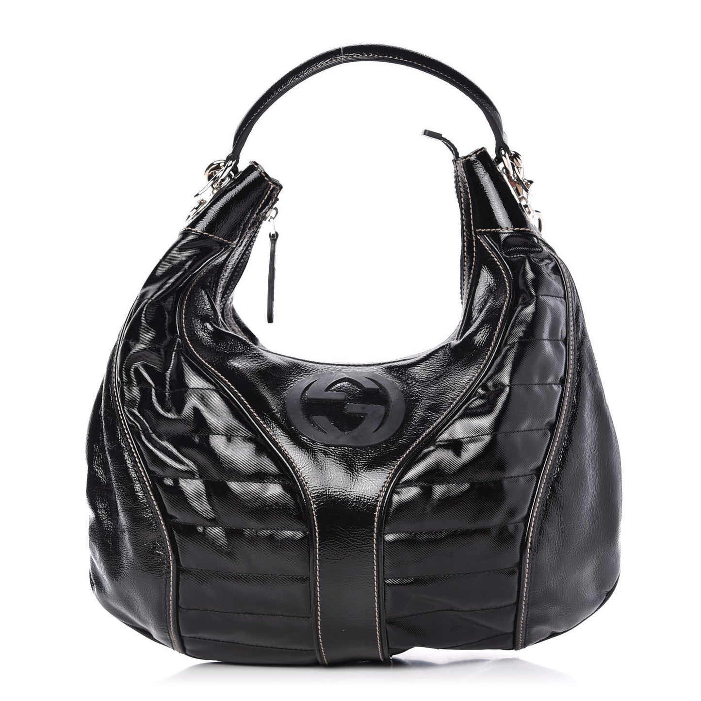 Patent Calfskin Medium Snow Glam Hobo Black