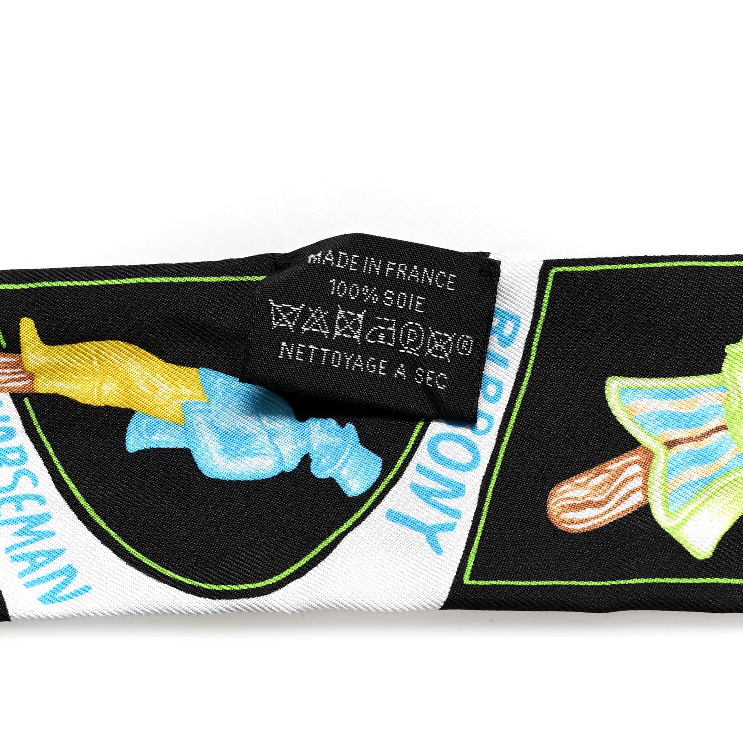 Hermes Silk Funny Ice Cream Twilly Black White Multicolor 1810617