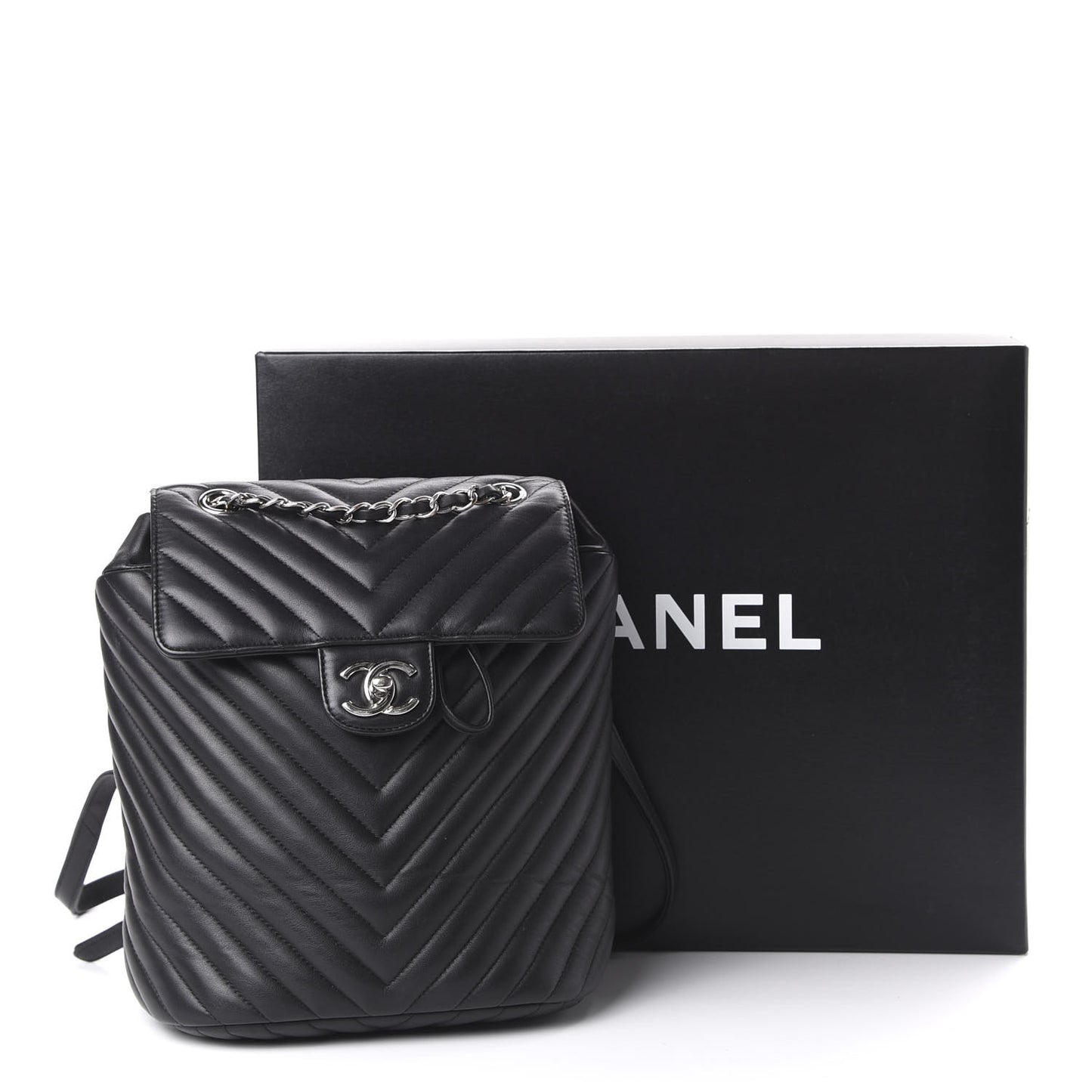 Calfskin Chevron Quilted Small Urban Spirit Backpack Black