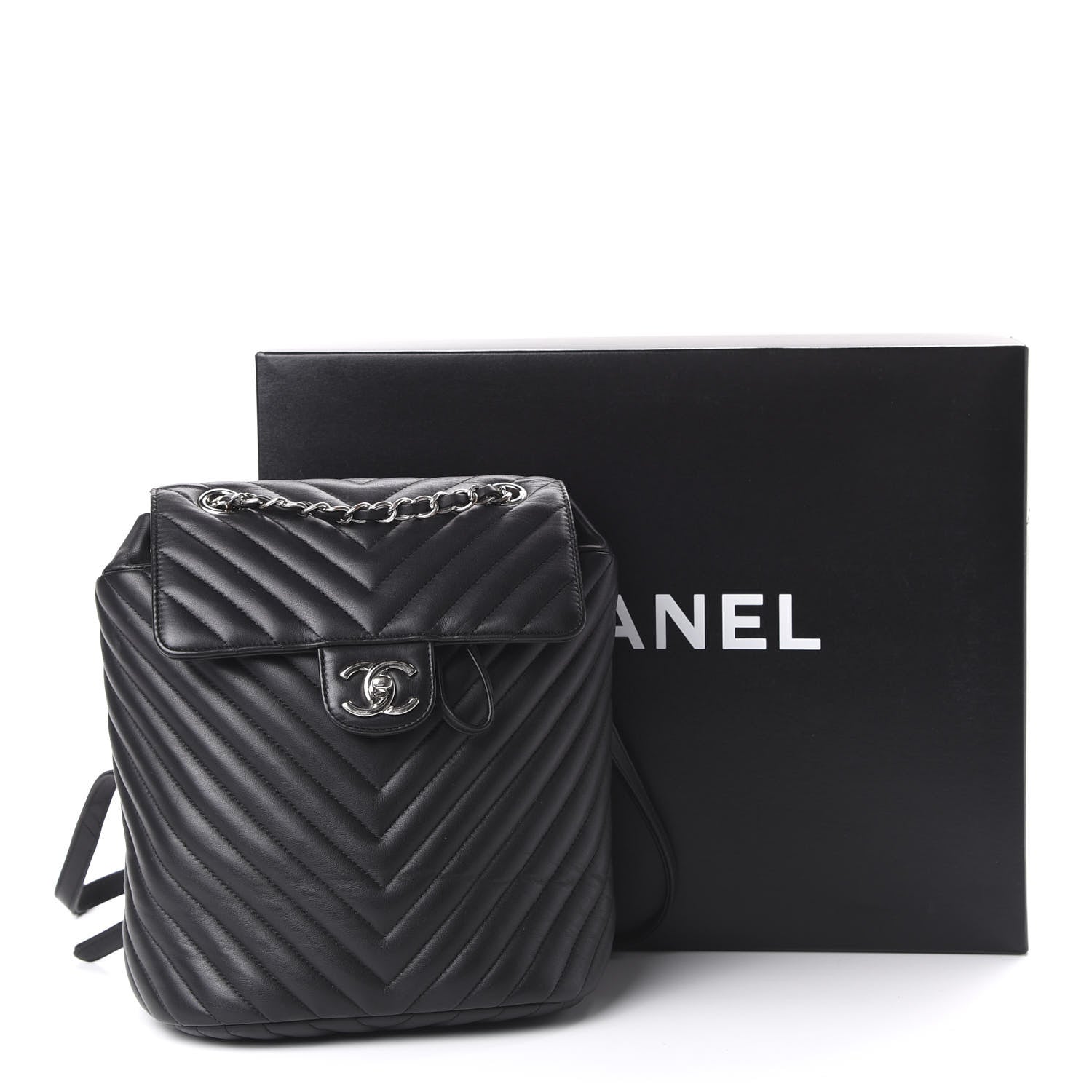 Chanel Calfskin Chevron Quilted Small Urban Spirit Backpack Black 10 of 10