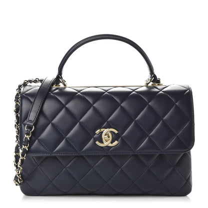 Chanel Lambskin Quilted Medium Trendy CC Flap Dual Handle Bag Navy Blue 1 of 10
