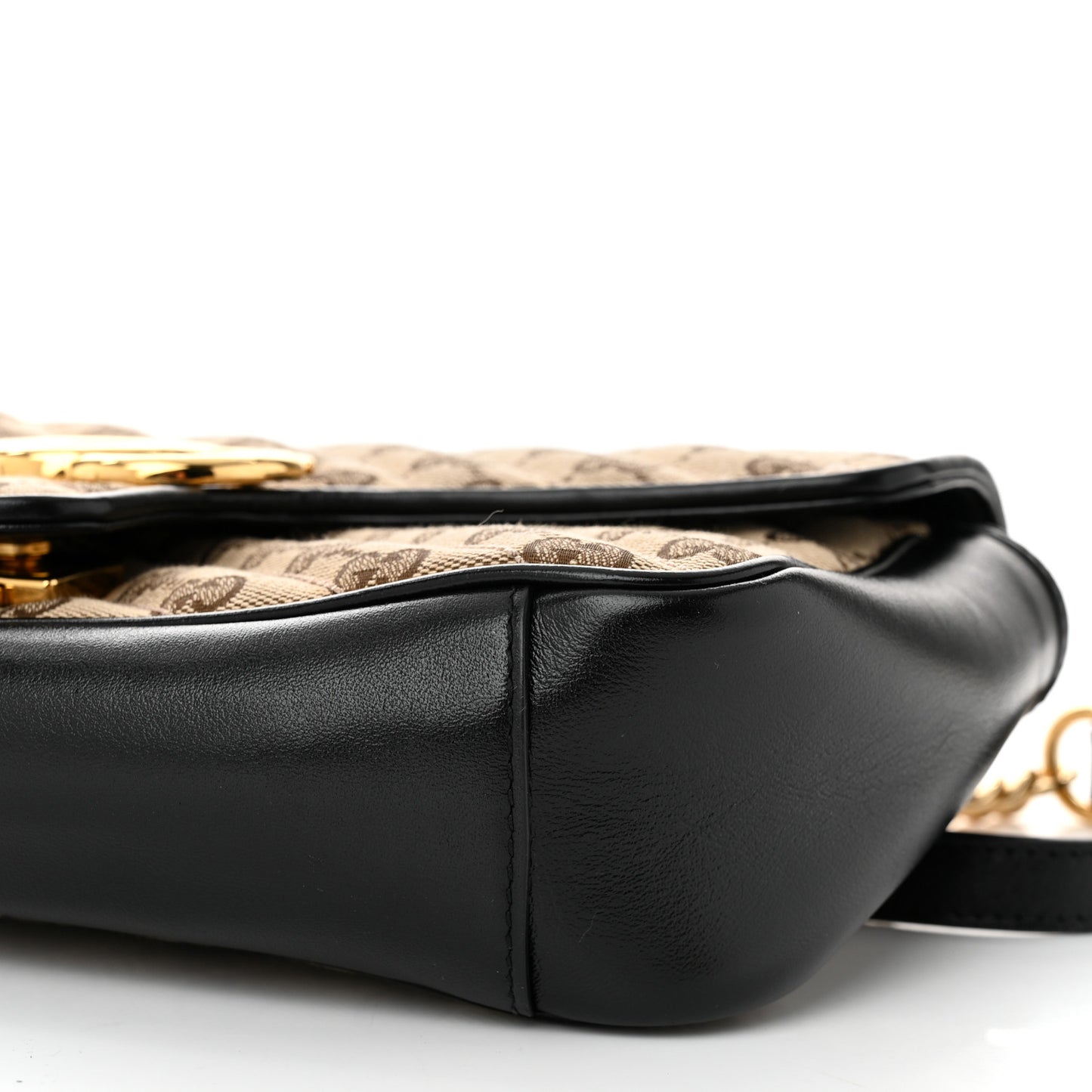 Monogram Matelasse Diagonal Small GG Marmont Shoulder Bag Beige Black