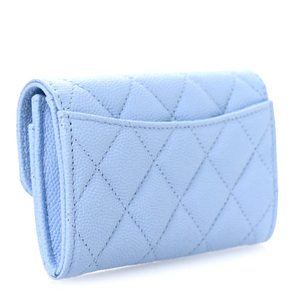 Chanel Caviar Quilted Flap Card Holder Wallet Light Blue 3 of 10