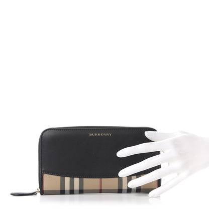 Burberry Calfskin House Check Elmore Zip Around Wallet Black 2 of 8