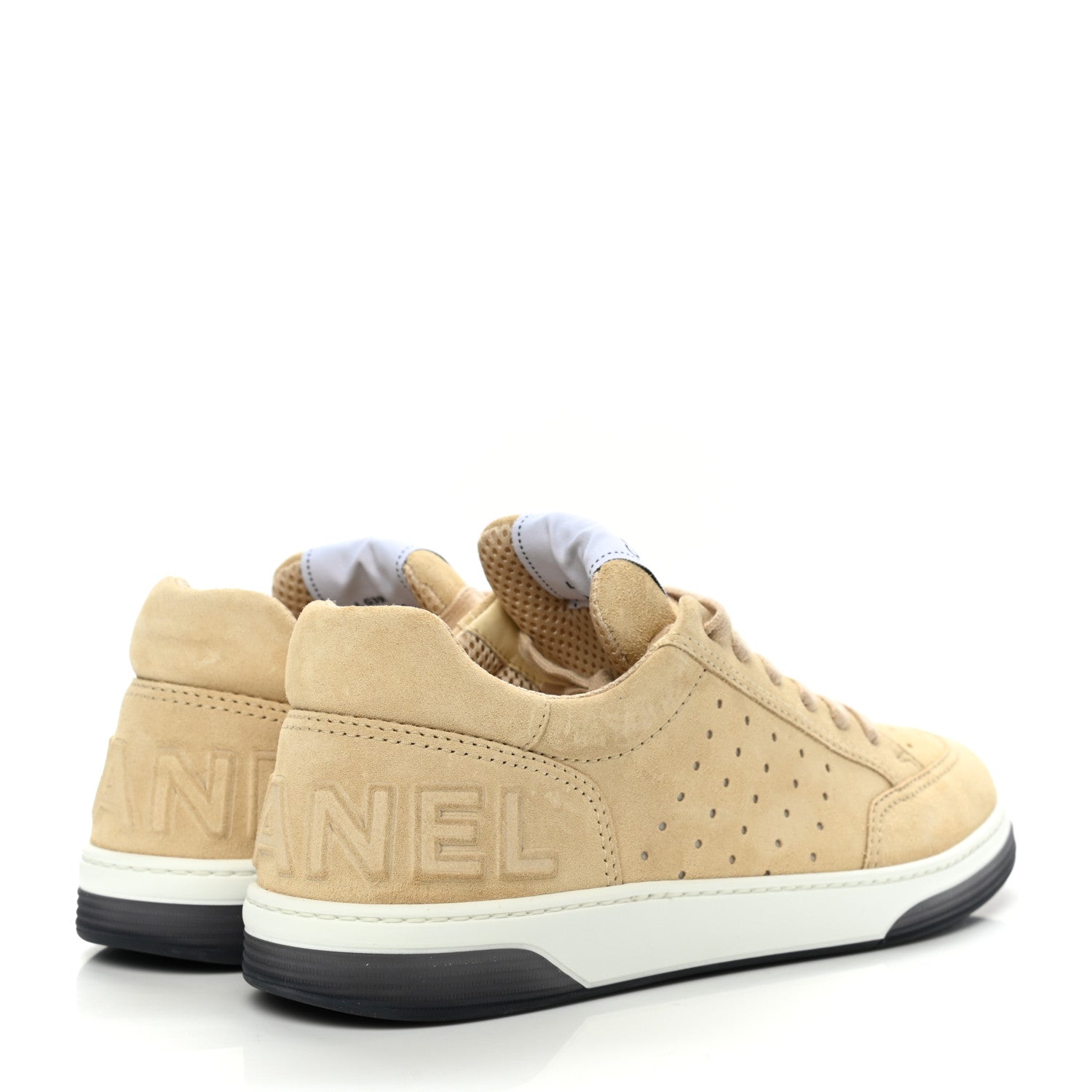 Chanel Suede Calfskin Logo Sneakers 41 Beige 4 of 9