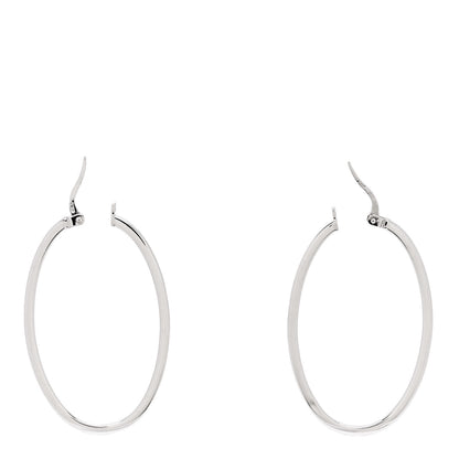 Roberto Coin 18K White Gold Large Square Edge Oval Perfect Hoop Earrings 3 of 5