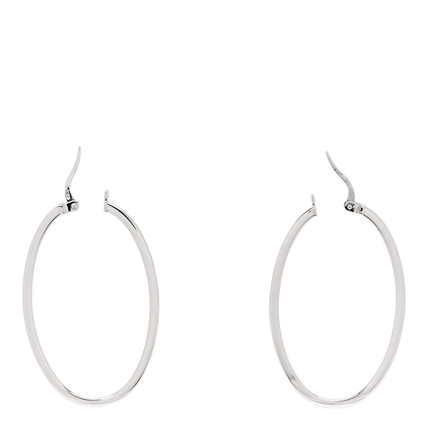 Roberto Coin 18K White Gold Large Square Edge Oval Perfect Hoop Earrings 3 of 5