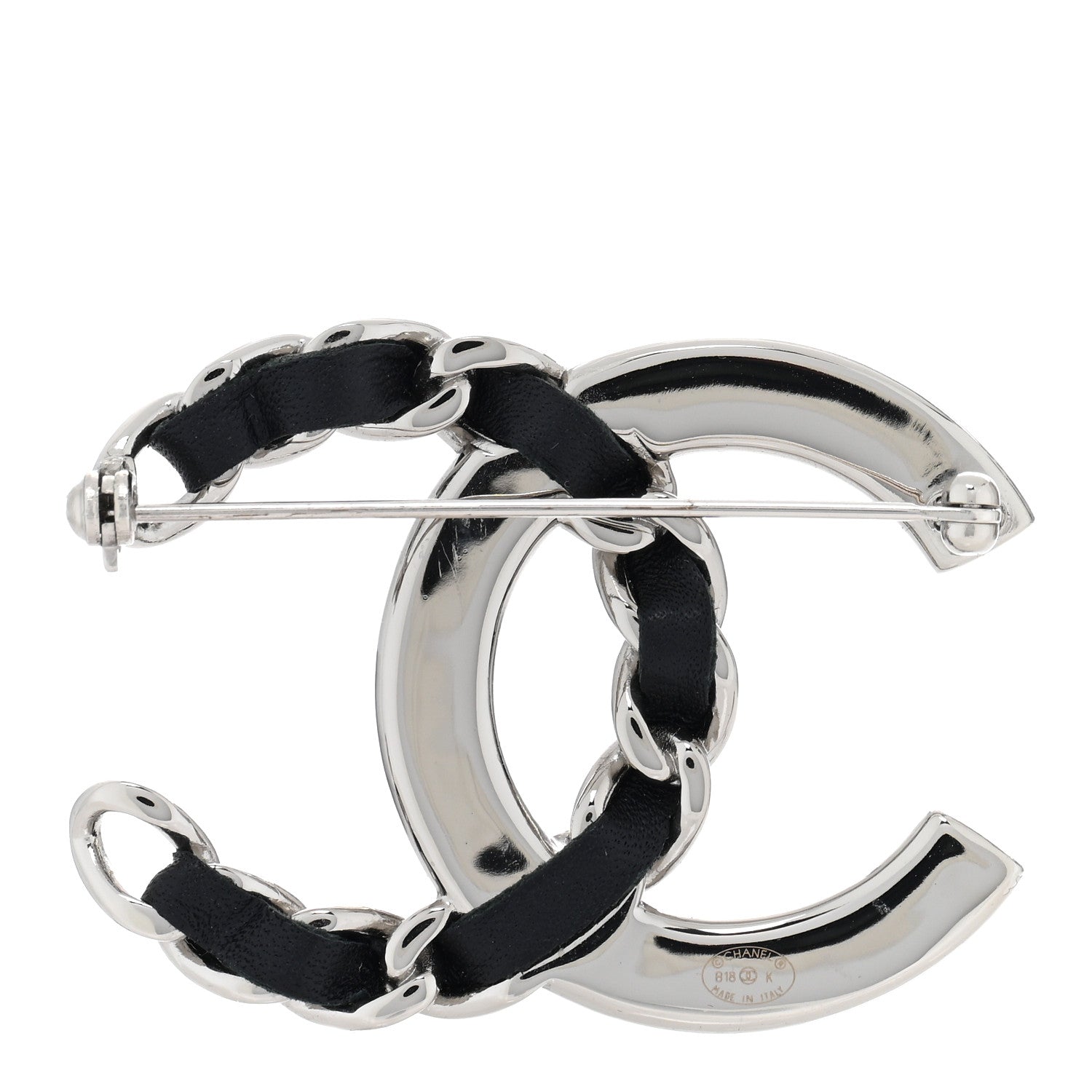 Chanel Lambskin Baguette Crystal CC Brooch Black Silver 3 of 5