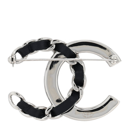 Chanel Lambskin Baguette Crystal CC Brooch Black Silver 3 of 5