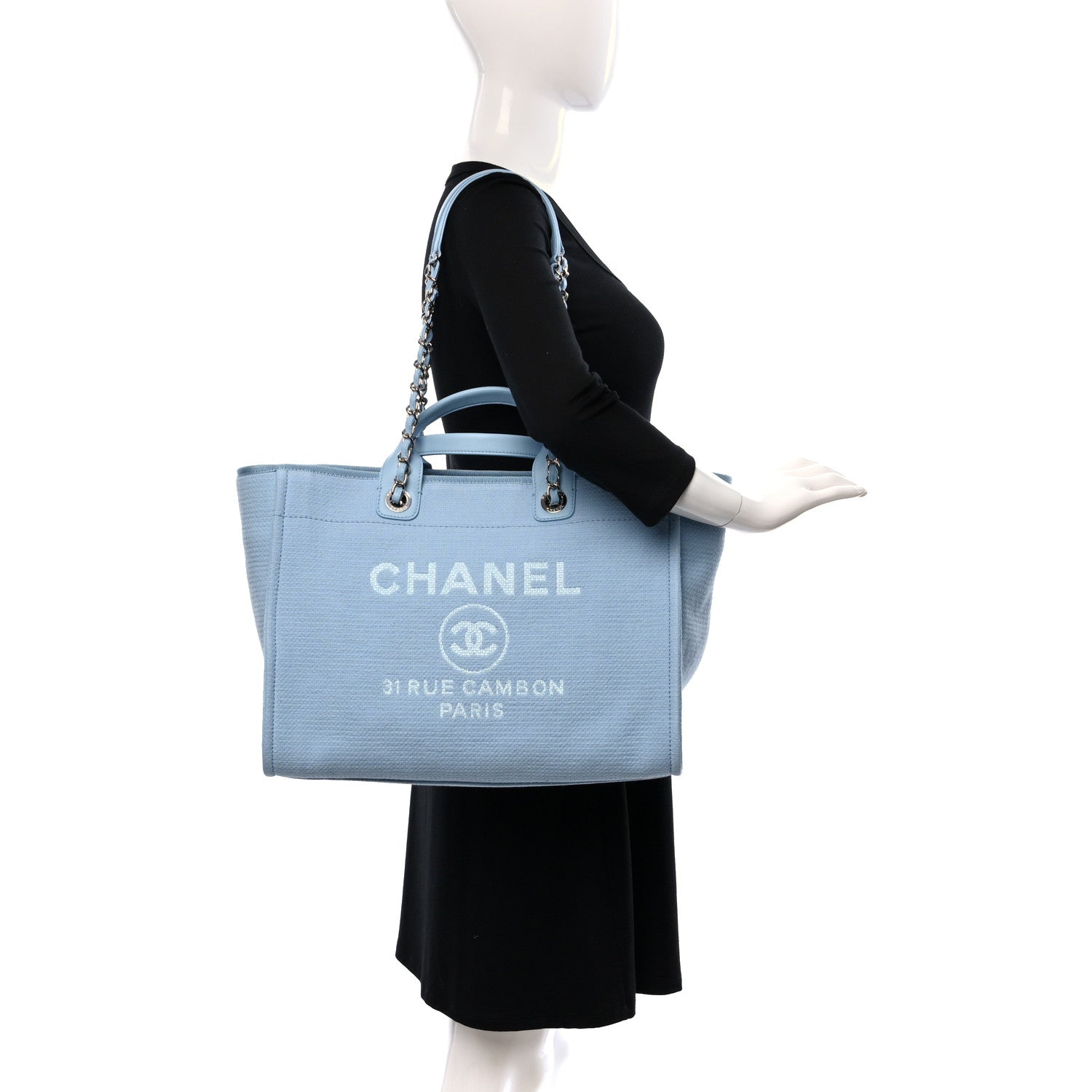 Chanel Mixed Fibers Medium Deauville Tote Light Blue 3 of 10