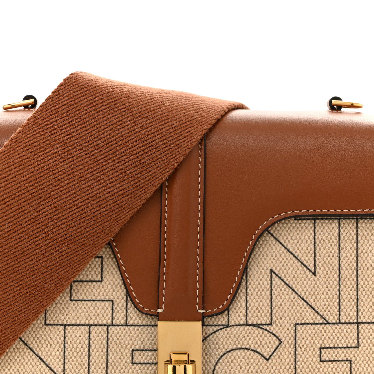 Celine Canvas Smooth Calfskin Teen 16 Crossbody Bag Natural Tan