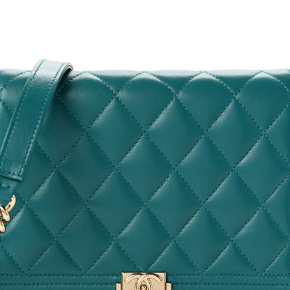Chanel Lambskin Quilted Boy Wallet On Chain WOC Green 9 of 12