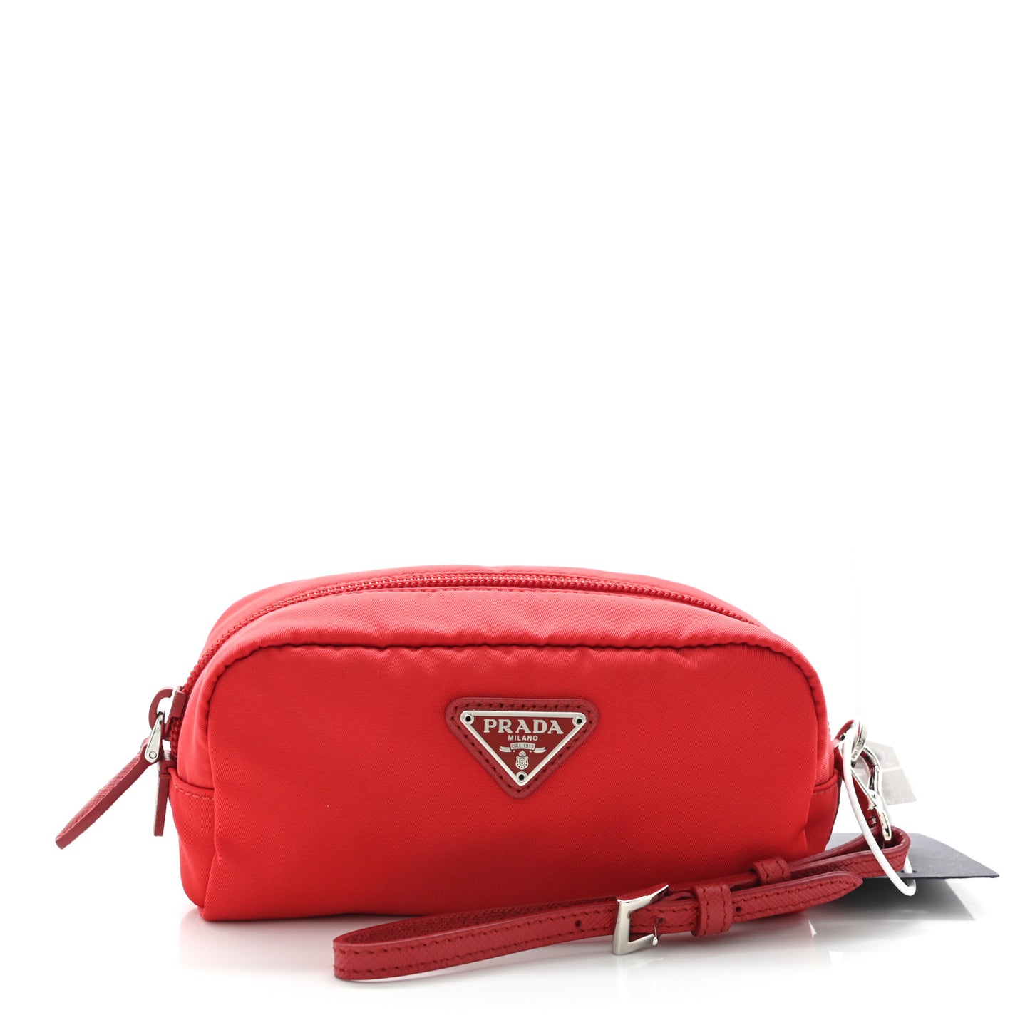 Tessuto Nylon Saffiano Wristlet Rosso