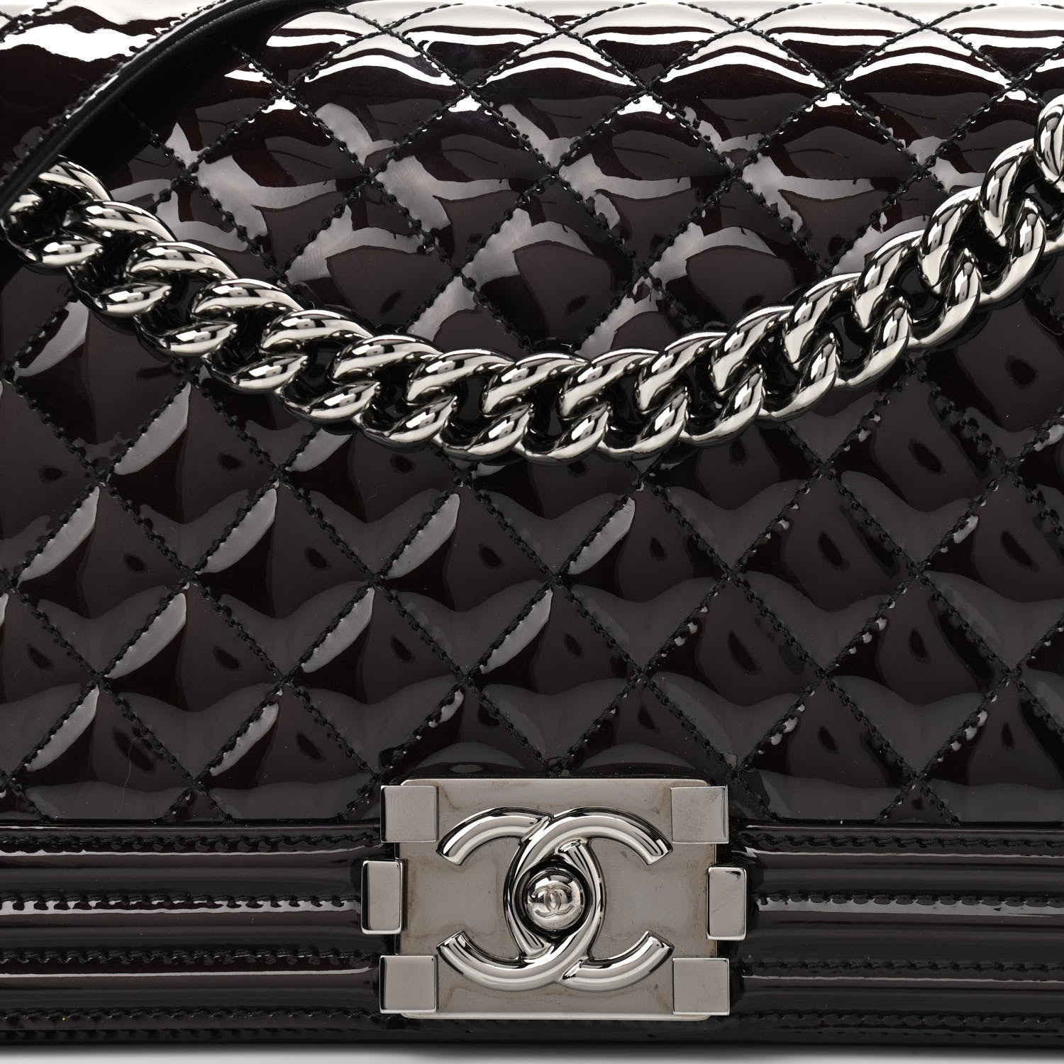 Chanel Patent Calfskin Quilted Medium Boy Flap Black 7 of 11