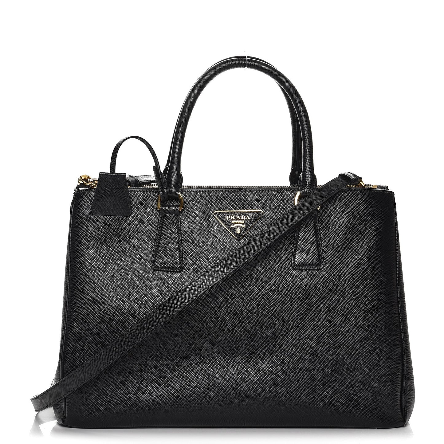 Saffiano Medium Galleria Double Zip Tote Black