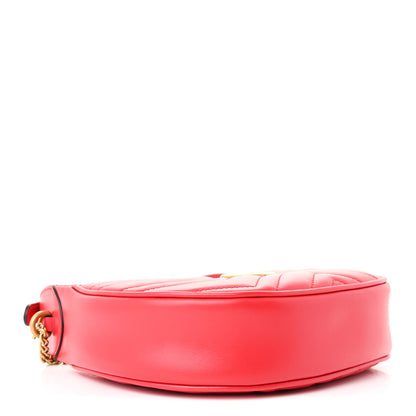 Gucci Calfskin Matelasse Chevron Mini GG Marmont Half Moon Hobo Rosso 4 of 10