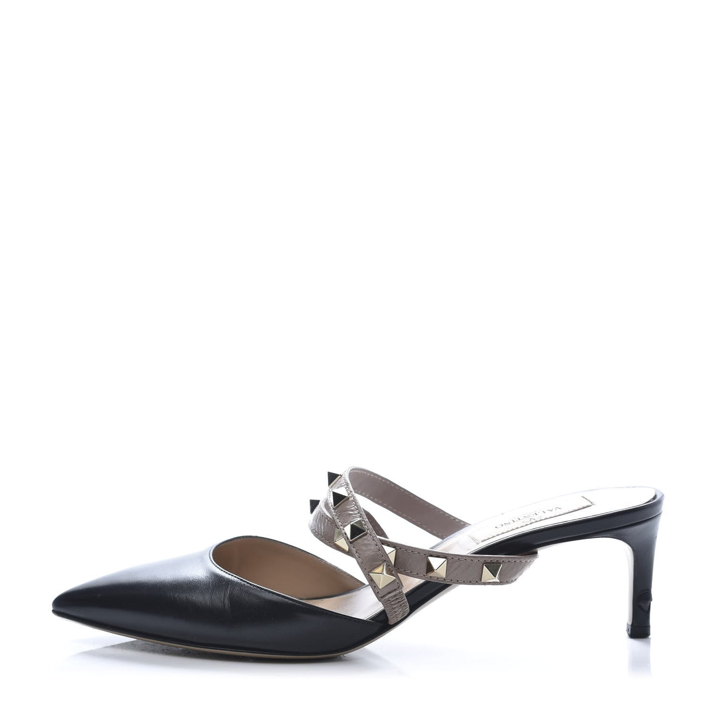 Nappa Rockstud Criss Cross 55mm Mules 37 Black Poudre