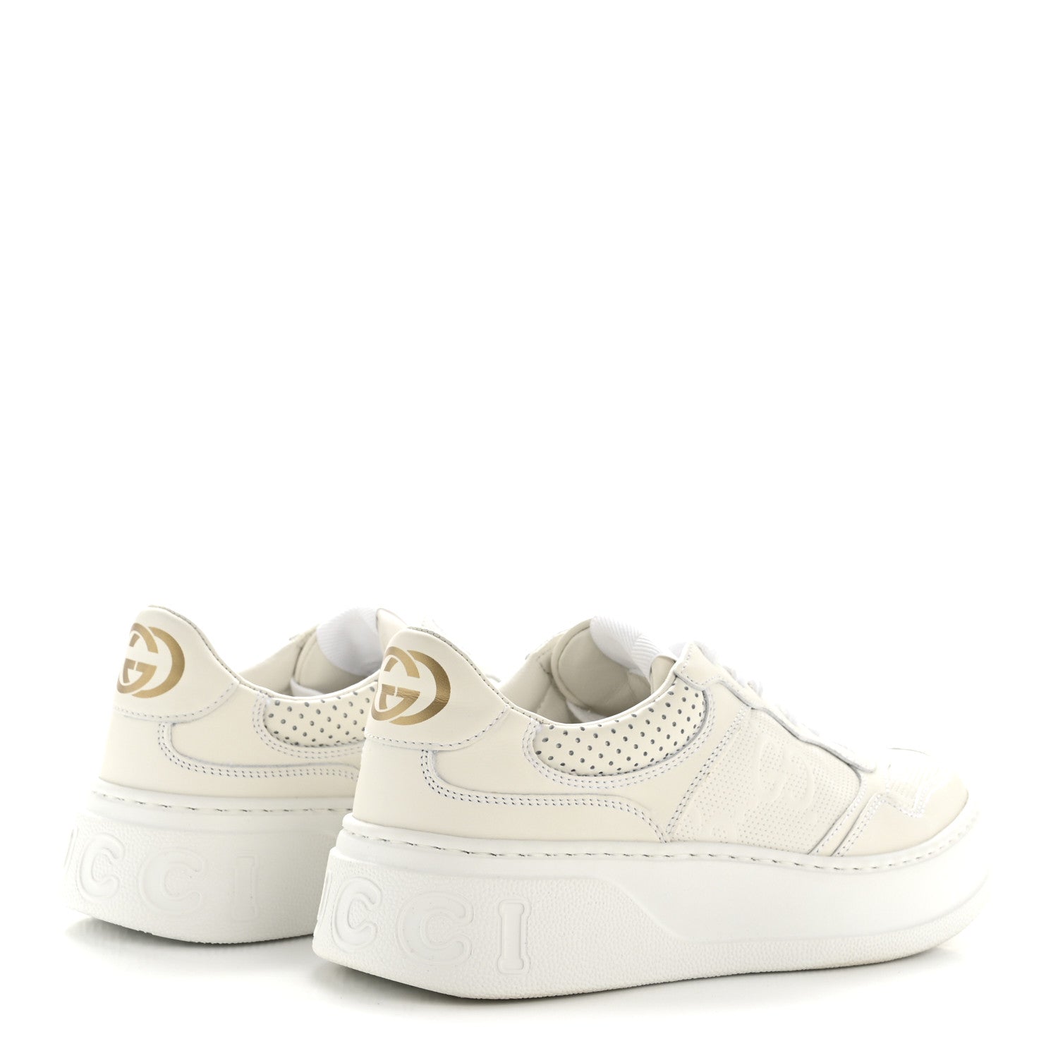 Gucci Calfskin GG Tennis Embossed Perforated Womens Platform 55mm